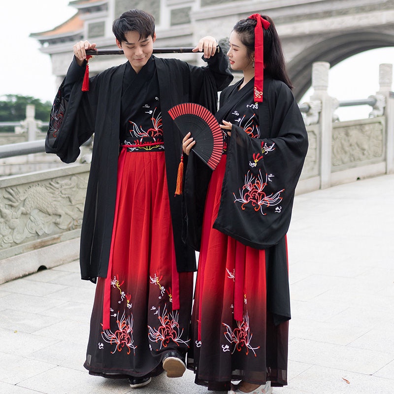 Original women's Han Chinese clothing adult bianhua embroidery waist-high ruqun red and black combo