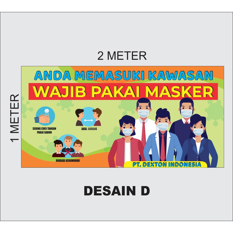 Banner Spanduk Covid Corona Kawasan Area Wajib Masker