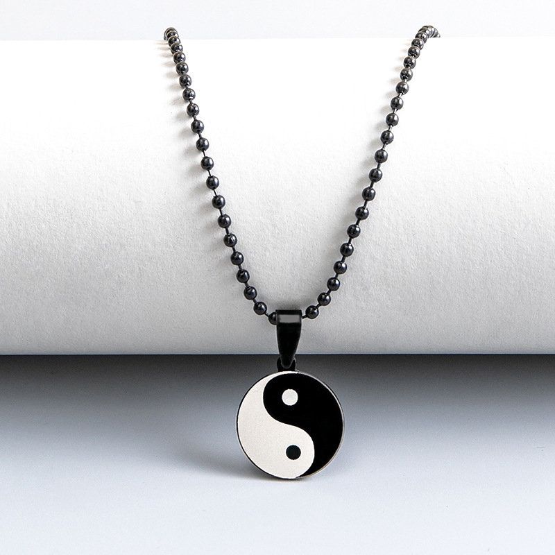 1pc Kalung Liontin Puzzle Ying Yang Bahan Stainless Steel Untuk Hadiah Valentine