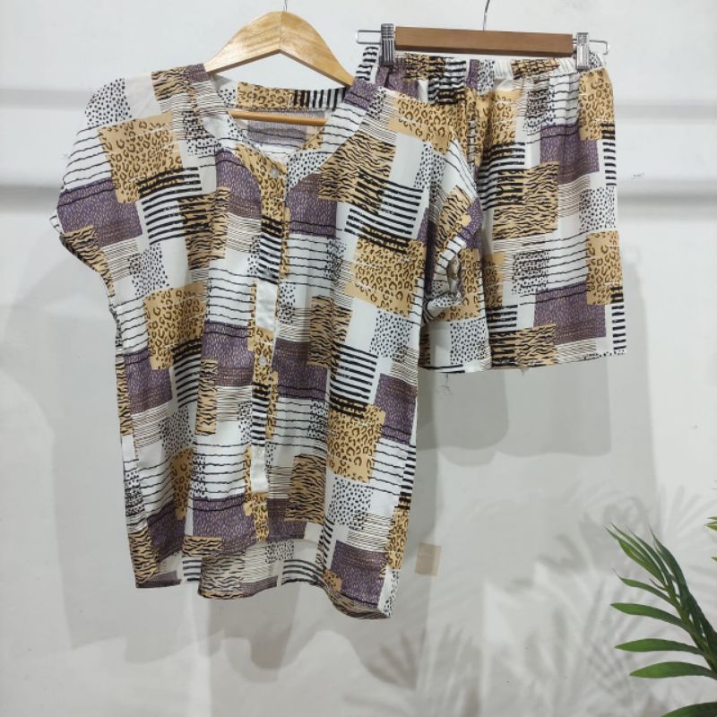 PIYAMA PENDEK RAYON | PIYAMA KANCING | BAJU RUMAHAN MURAH-TB 10