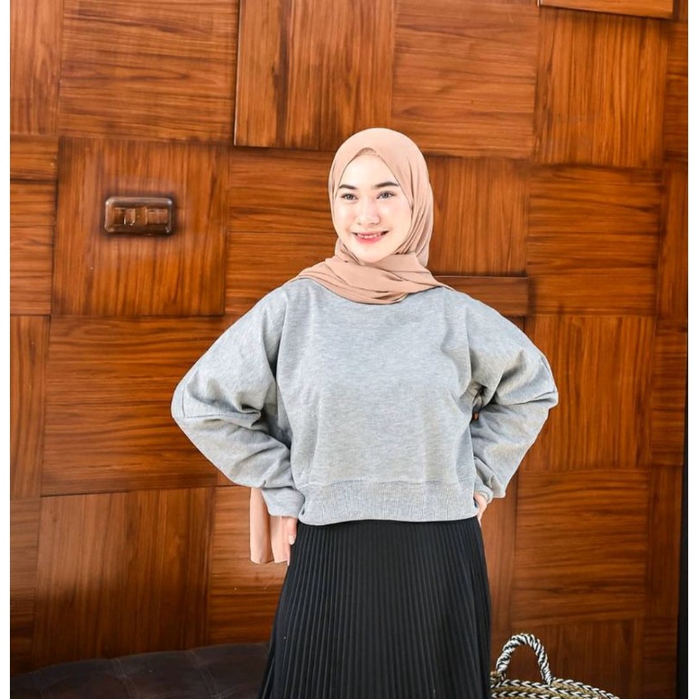 PF - Oversize Crop Sweater - Sweater Wanita Kekinian