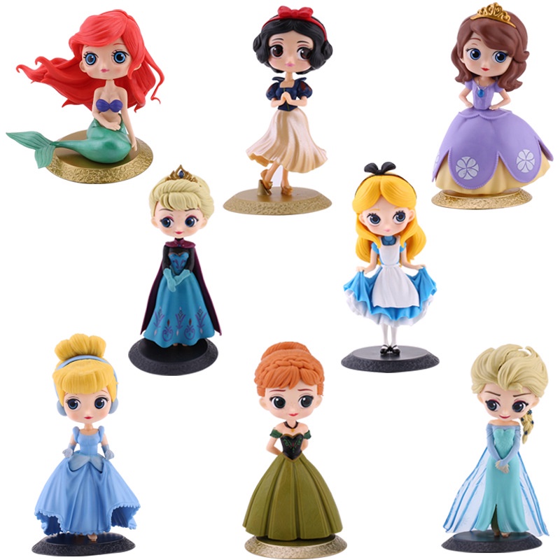 Mainan Boneka Model Snow White Elsa Anna Rapunzel Cinderella Sophia Bahan Plastik Untuk Hadiah Kue