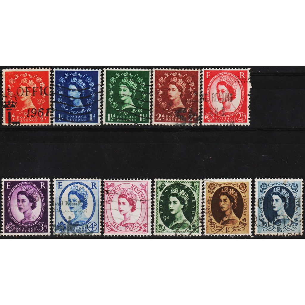 

Perangko Filateli K29 Great Britain VFU 11v 1952 -1954 Queen Elizabeth II