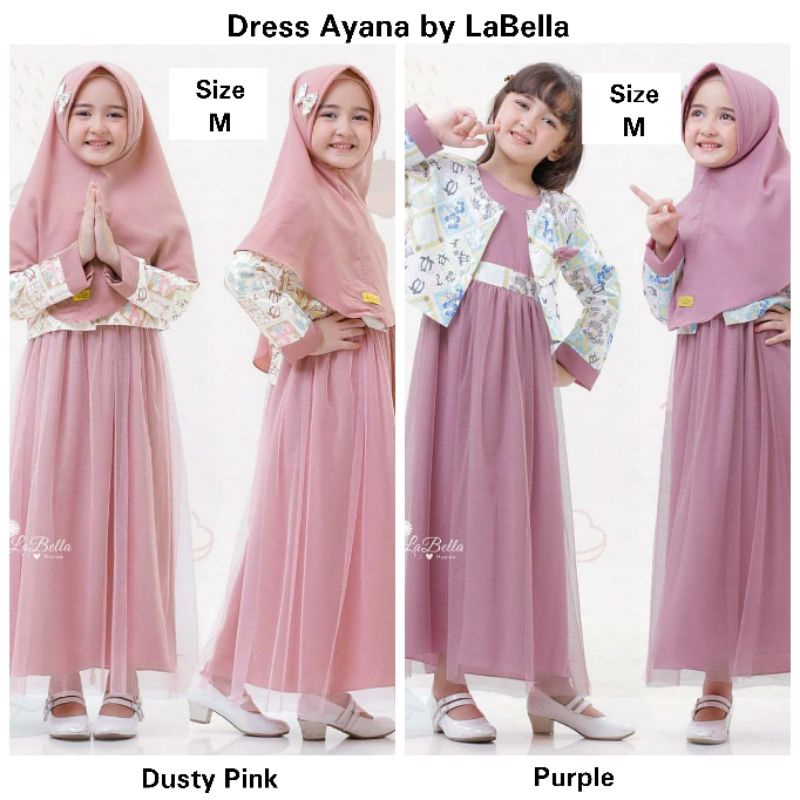 Dress Ayana Kids -1 Set- Gamis Pesta Anak Syari by Labella