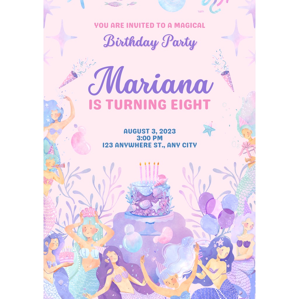 Undangan ulang tahun anak MERMAID