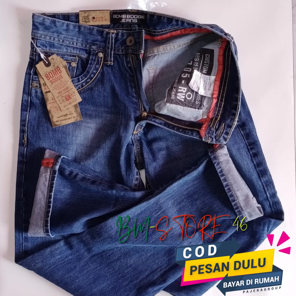 BM-STORE 46 / CELANA BOMBBOOGIE 2705 RAW DENIM PREMIUM TERBARU / CELANA PANJANG PRIA TERMURAH