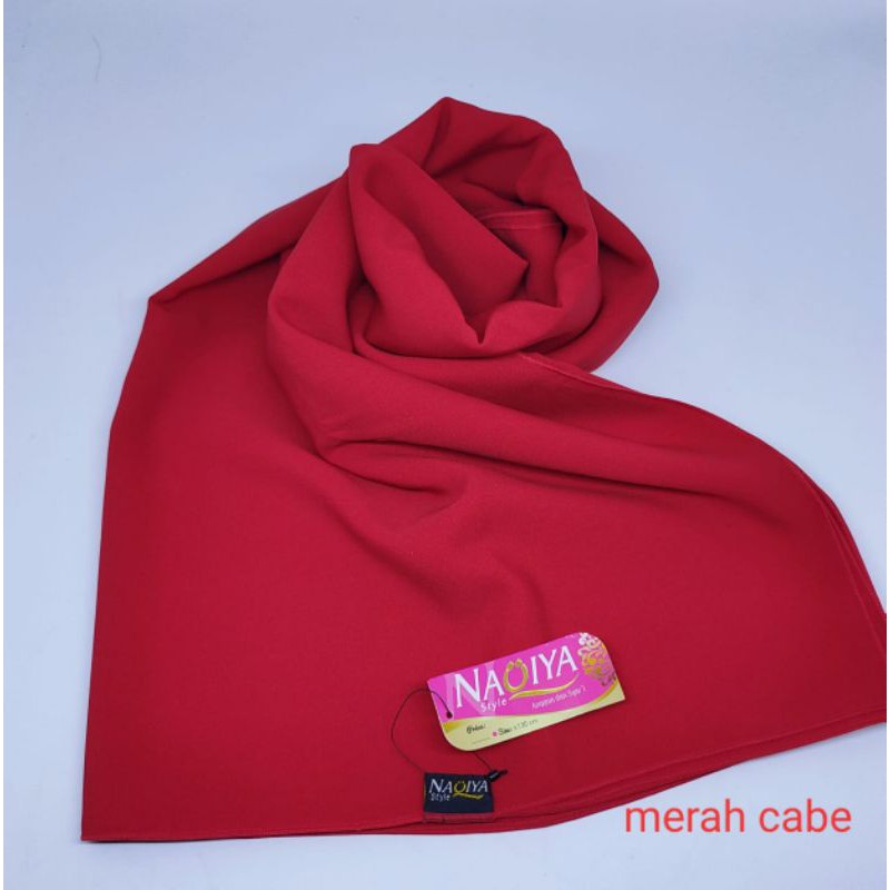 NaQiya jilbab segi empat wolfis polos premium - merah