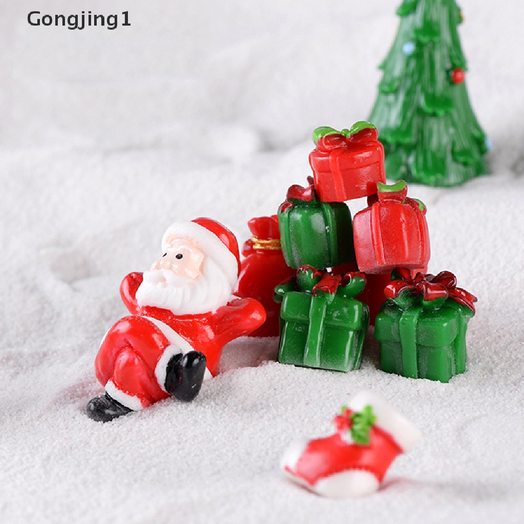 Gongjing1 Miniatur Santa Claus / Snowman / Pohon Natal DIY Untuk Dekorasi Taman