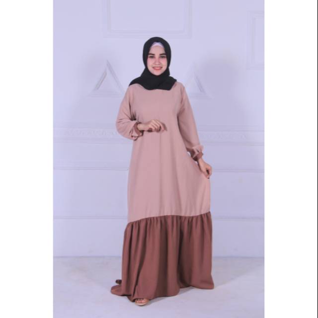 baju Gamis wanita afra baju gamis wanita modern motif polos kalem elegan warna coklat