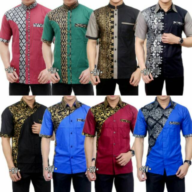 KEMEJA BATIK PRIA KOMBINASI LENGAN PENDEK TERPOPULER. M L XL123