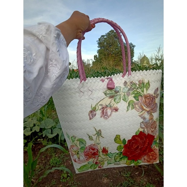 tas jinjing ory free nama L / tas decopage / tas lukis cantik