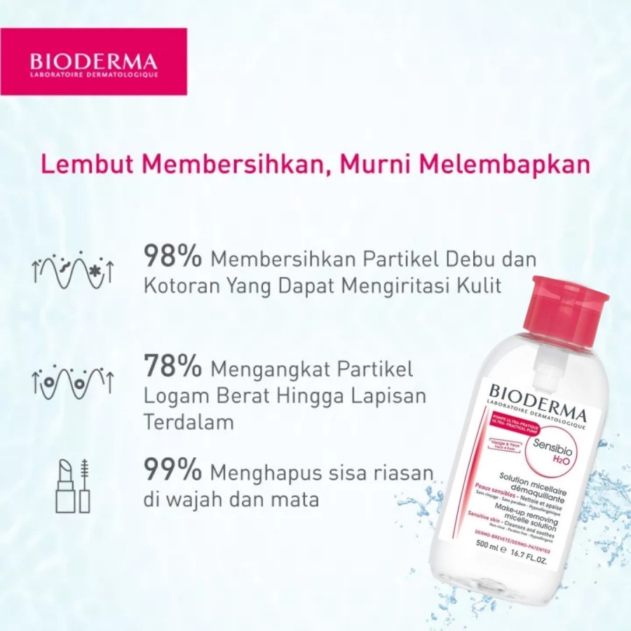 Bioderma Sensibio/Sebium  H2O Micellar Water  500ML [with Pump]  Pembersih Make Up