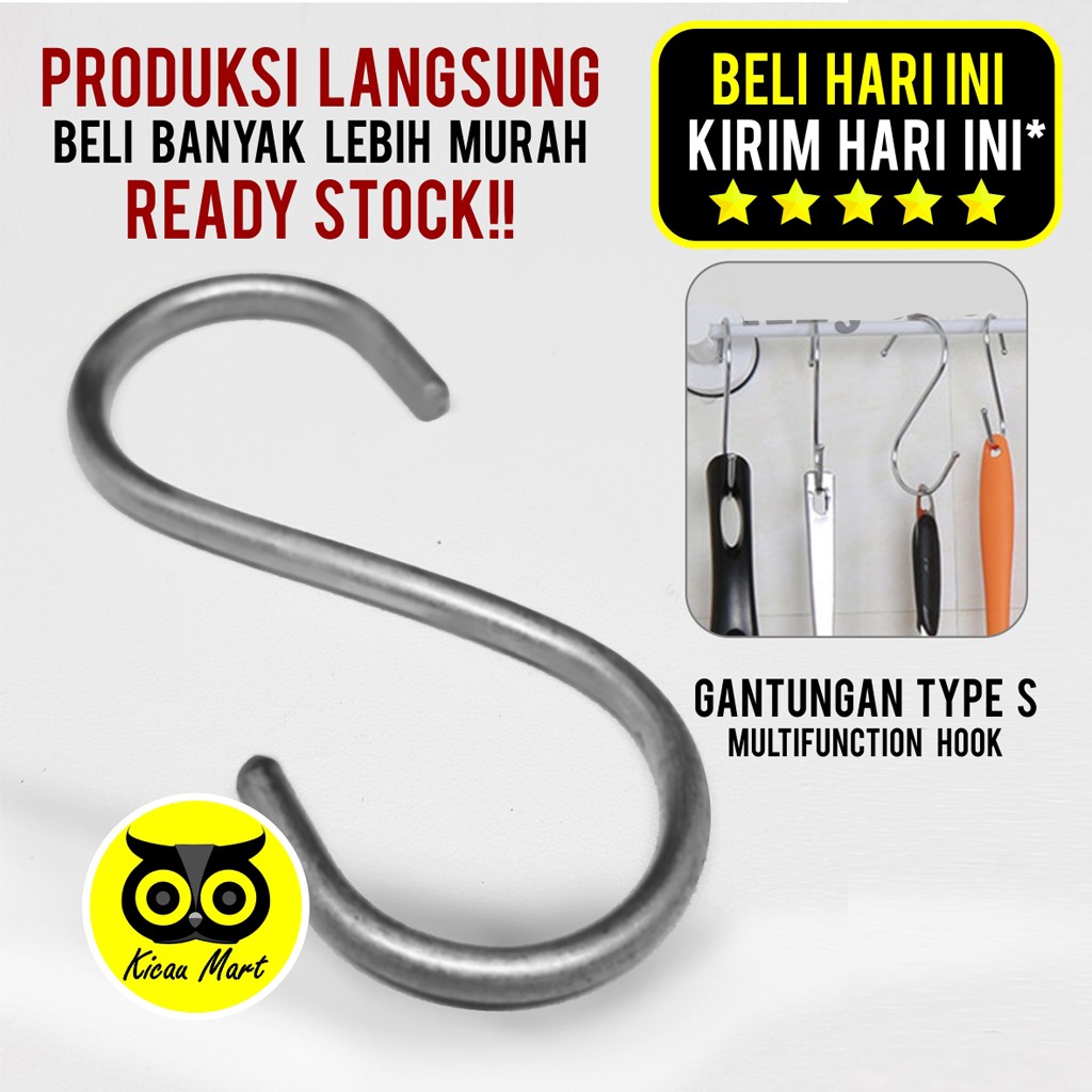 GANTUNGAN S SEMPATI PENGAIT SLING HOOK LETTER DISPLAY PAJANGAN RAK POT TANAMAN DISPLAY HANGER GHOKSEM