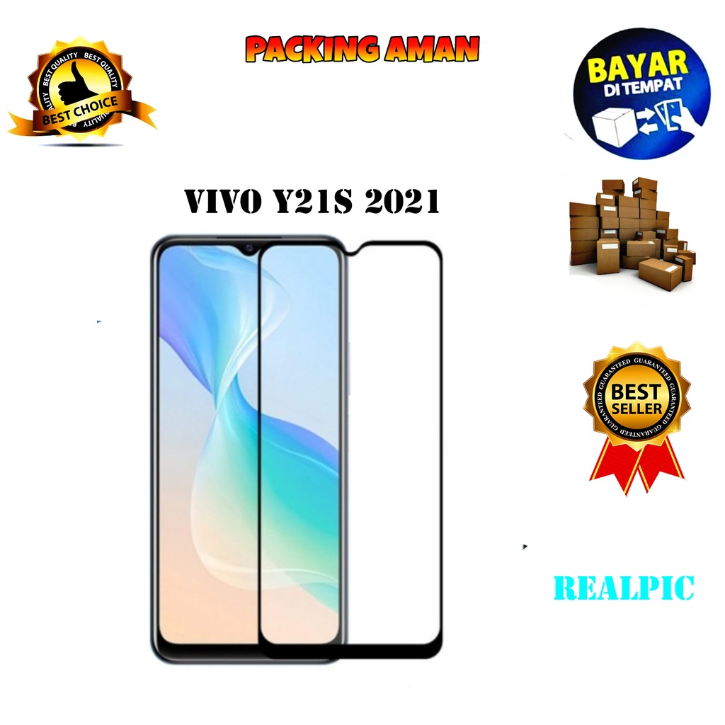 Tempered Glass Vivo Y21S 2021 Full Cover / Full Screen Protector Anti Gores