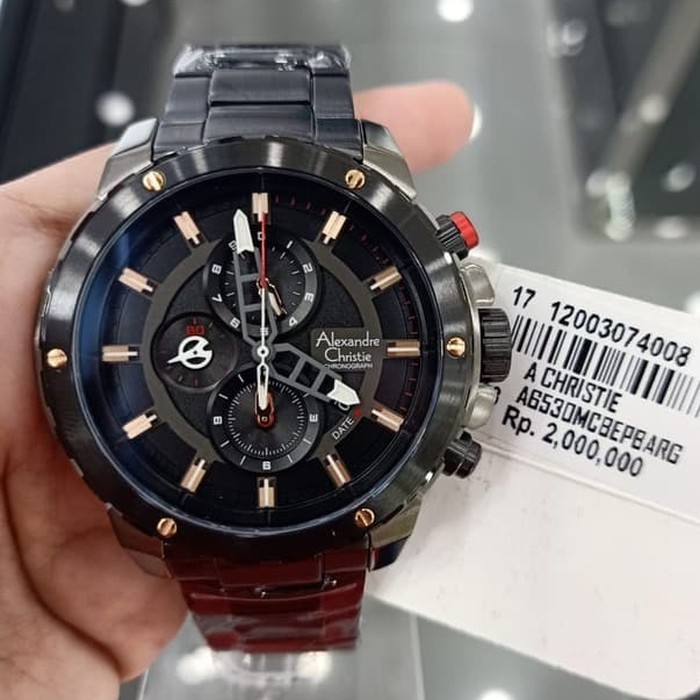 JAM TANGAN PRIA ALEXANDRE CHRISTIE AC 6530 AC6530 BLACK GREY ORIGINAL