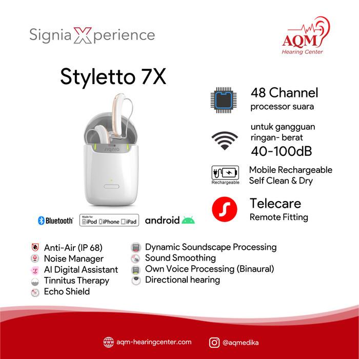 Riogrosir Alat Bantu Dengar Signia Styletto 7X 48 Channel Bluetooth Rechargable
