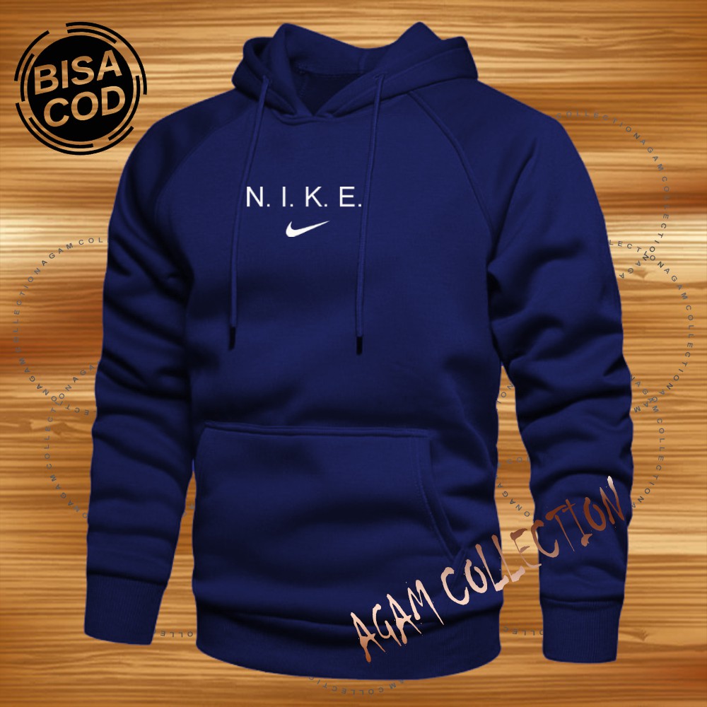 Agam collection Sweater Hoodie Distro N1K3 Logo Premium Text Putih Pria Wanita