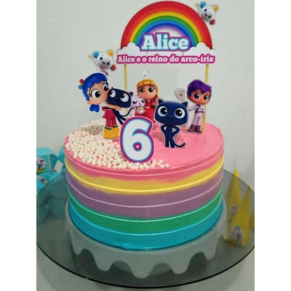 Topper cake kue ruby rainbow free custom nama dan ucapan