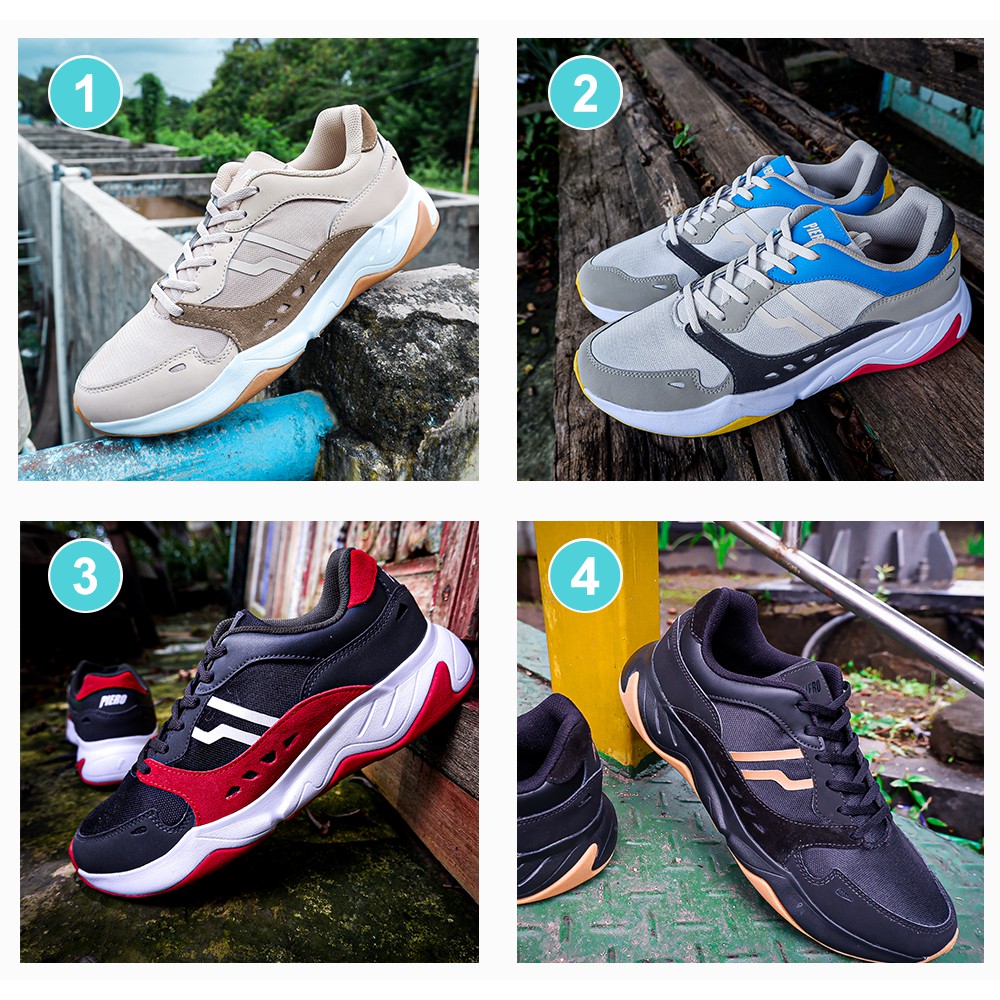 SEPATU PIERO ERGO -Sand/Grey/white -Khaki/White/Gum/ -Black/White/Red/  -Black/Gum