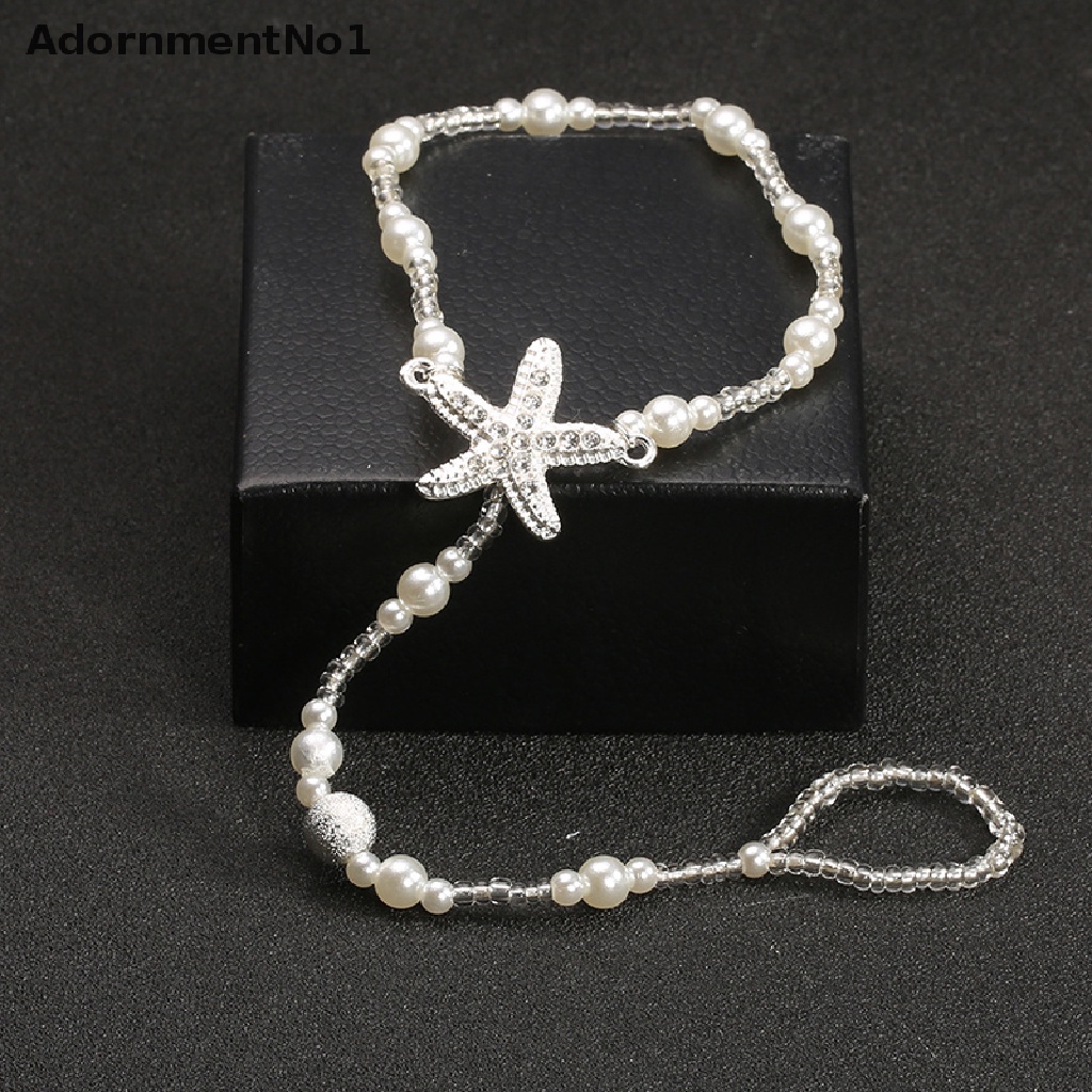 (AdornmentNo1) Gelang Kaki / Cincin Rantai Aksen Mutiara Untuk Perhiasan Wanita / Pantai