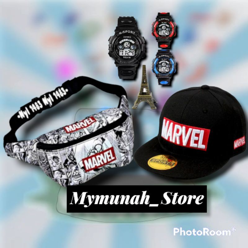 WAISTBAG anak laki laki karakter MARVEL +TOPI Murah