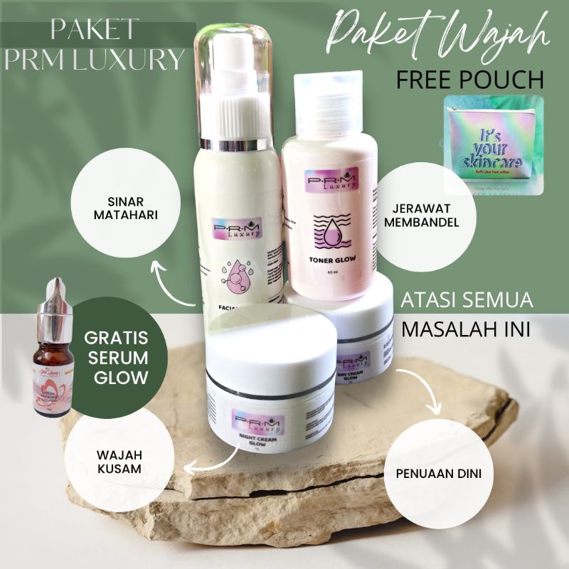 PRM LUXURY BPOM Glow series/flek series/acne series/paket 4 in 1 free SERUM/kecantikan/perawatan waj
