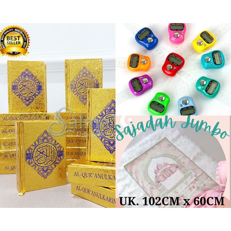 Gift perlengkapan alat sholat cewek Alquran tasbih digital sajadah travel