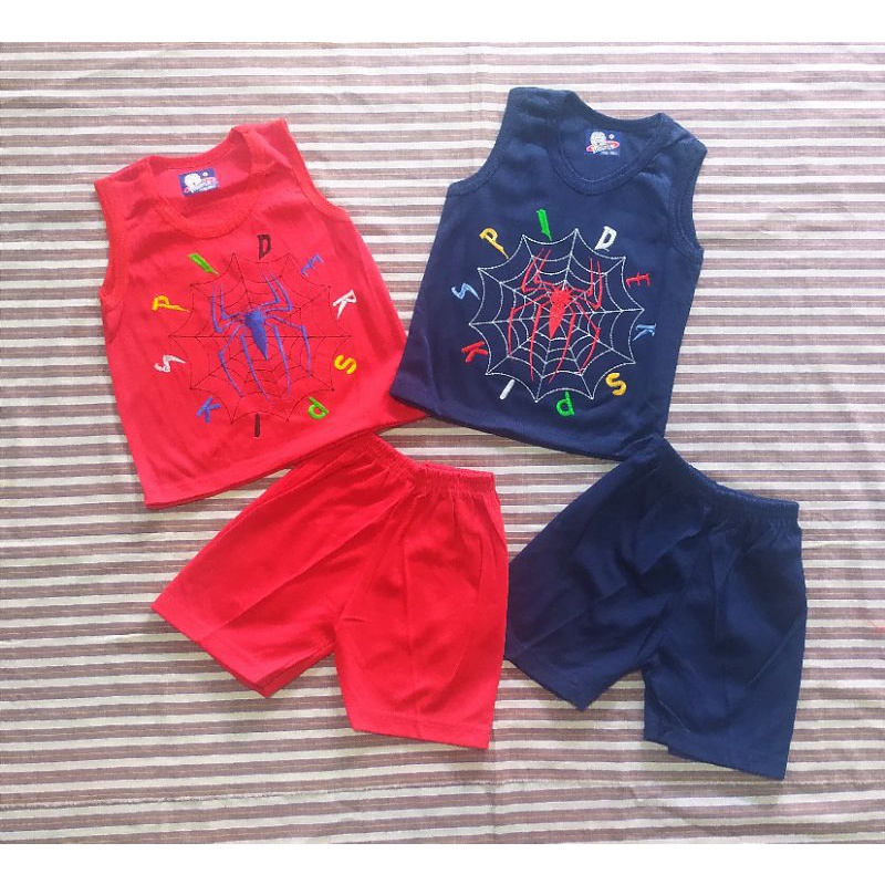 STKT31 Setelan Baju Bayi Laki Laki Singlet Kutung Tanpa Lengan Bordir Umur 4 sampai 15 Bulan Setelan