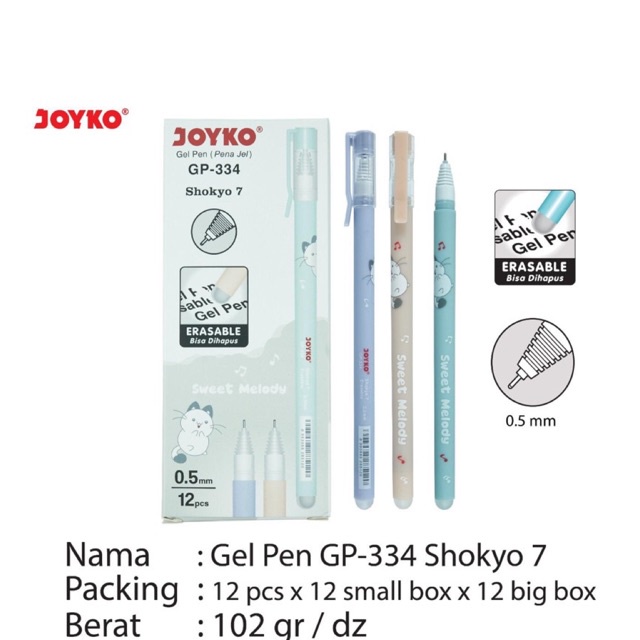

( 1 pcs ) Shokyo7 Erasable Pen / Pulpen Gel bisa dihapus Gp-334 GP 334 Shokyo 7 Joyko