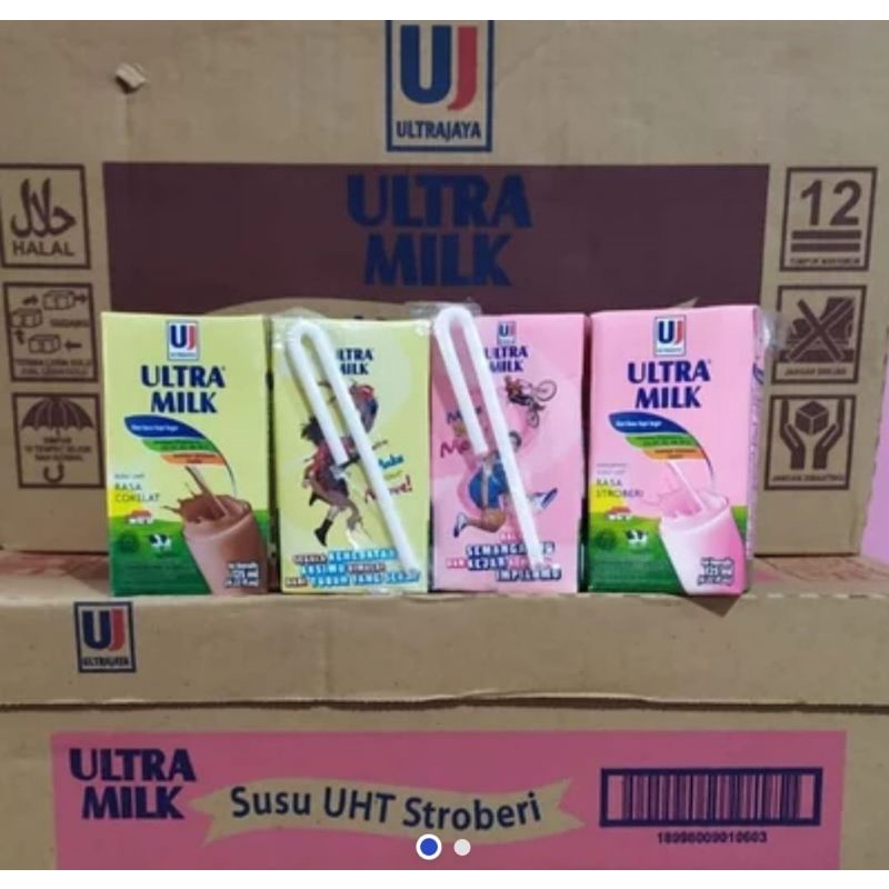

ultra milk 125ml coklat, strawberry, fullcream.