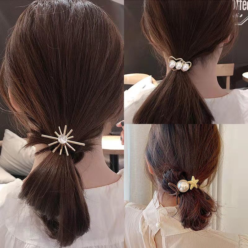 (Hello Girl)F118 Ikat Rambut Wanita Mutiara Besar Gaya Korea Import