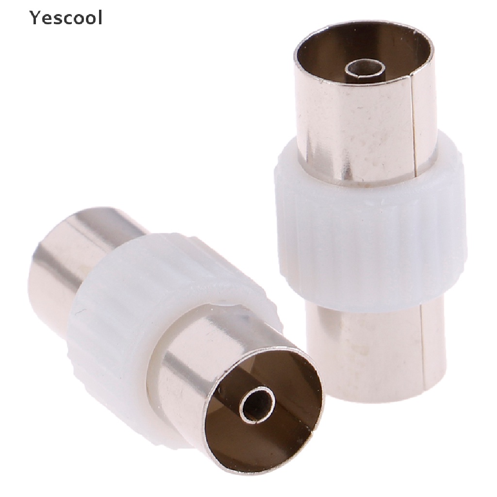 Yescool 2pcs Adapter Jack Coaxial RF Female Ke Female Untuk Antena TV