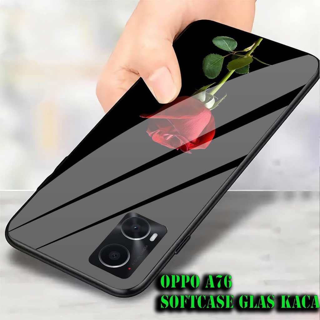 Softcase Glass Kaca OPPO A76 - Case Hp Pelindung Handphone OPPO A76 [ A51 ]