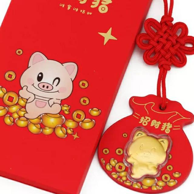 Angpao emas 24karat asli emas import gantungan