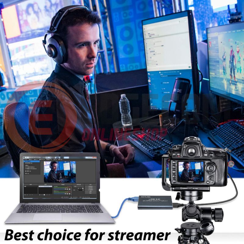 NETLINE USB 3.0 Video Capture Game Live Streaming With Audio 4K 1080P