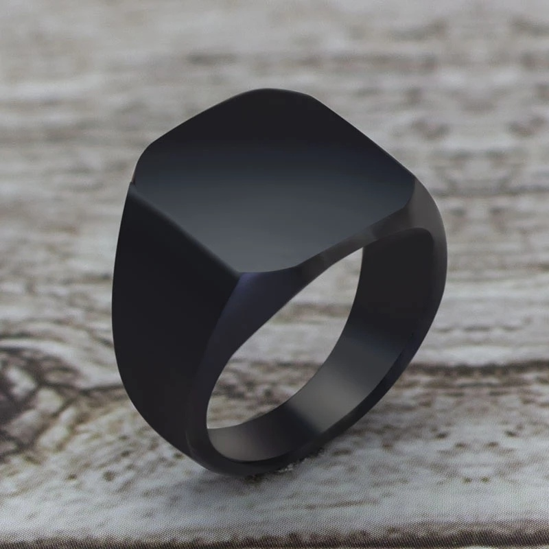 Cincin Bahan Titanium Steel Bentuk Persegi Geometris Untuk Pria Dan Wanita