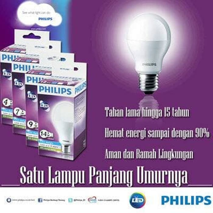 Lampu LED PHILIPS 8 Watt / Lampu Bohlam LED Philips 8w (1paket 4pcs)