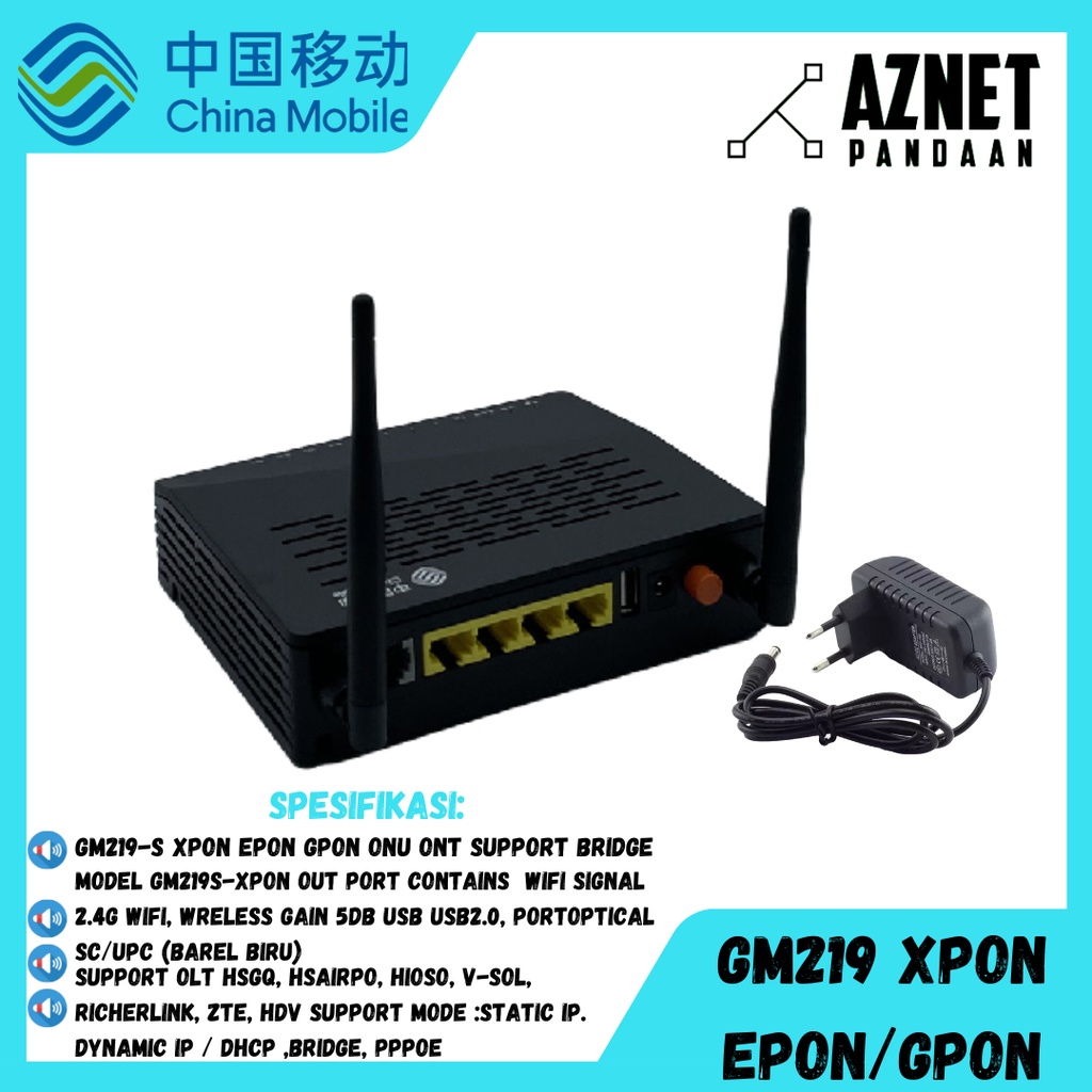 GM219-S XPON EPON GPON ONU ONT SUPPORT BRIDGE INCLUDE ADAPTOR