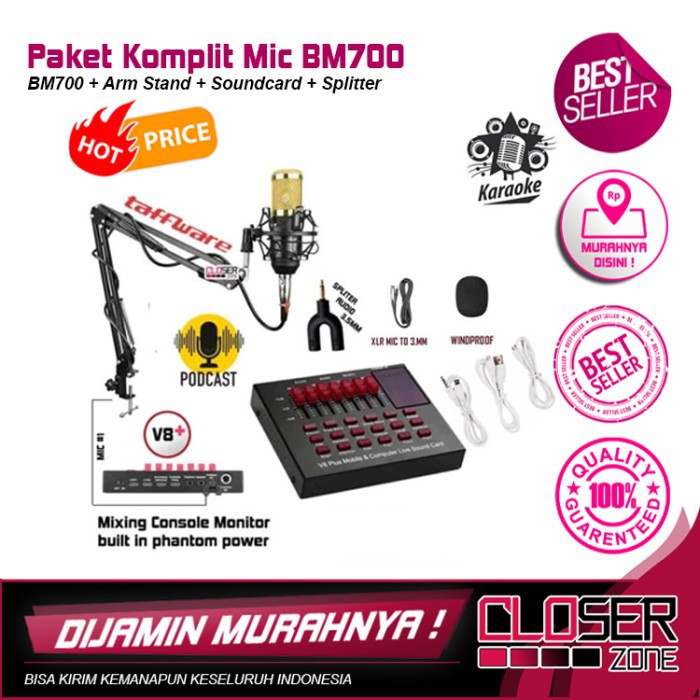 Jual PAKET KUMPLIT MIC CONDENSER BM 800 bm800 bm800 STAND SOUNDCARD v8+ Shopee Indonesia