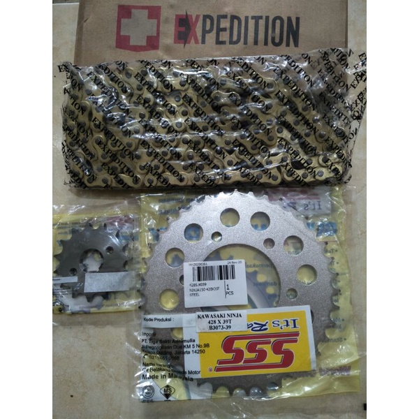 gir set racing sss 428/TK racing buat motor ninja 150R/RR/ninja 2tak