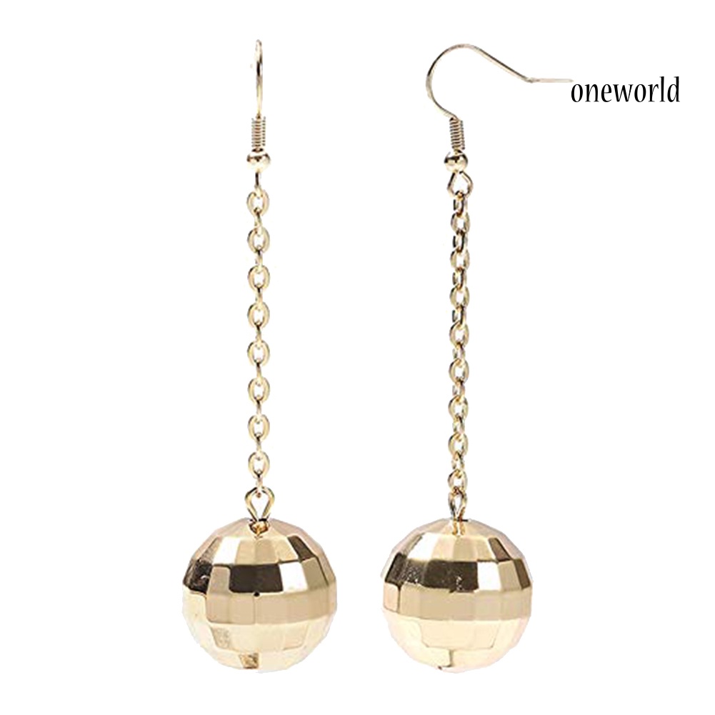 OW@ Women Fashion Disco Ball Tassel Long Dangle Hook Earrings Party Jewelry Gift