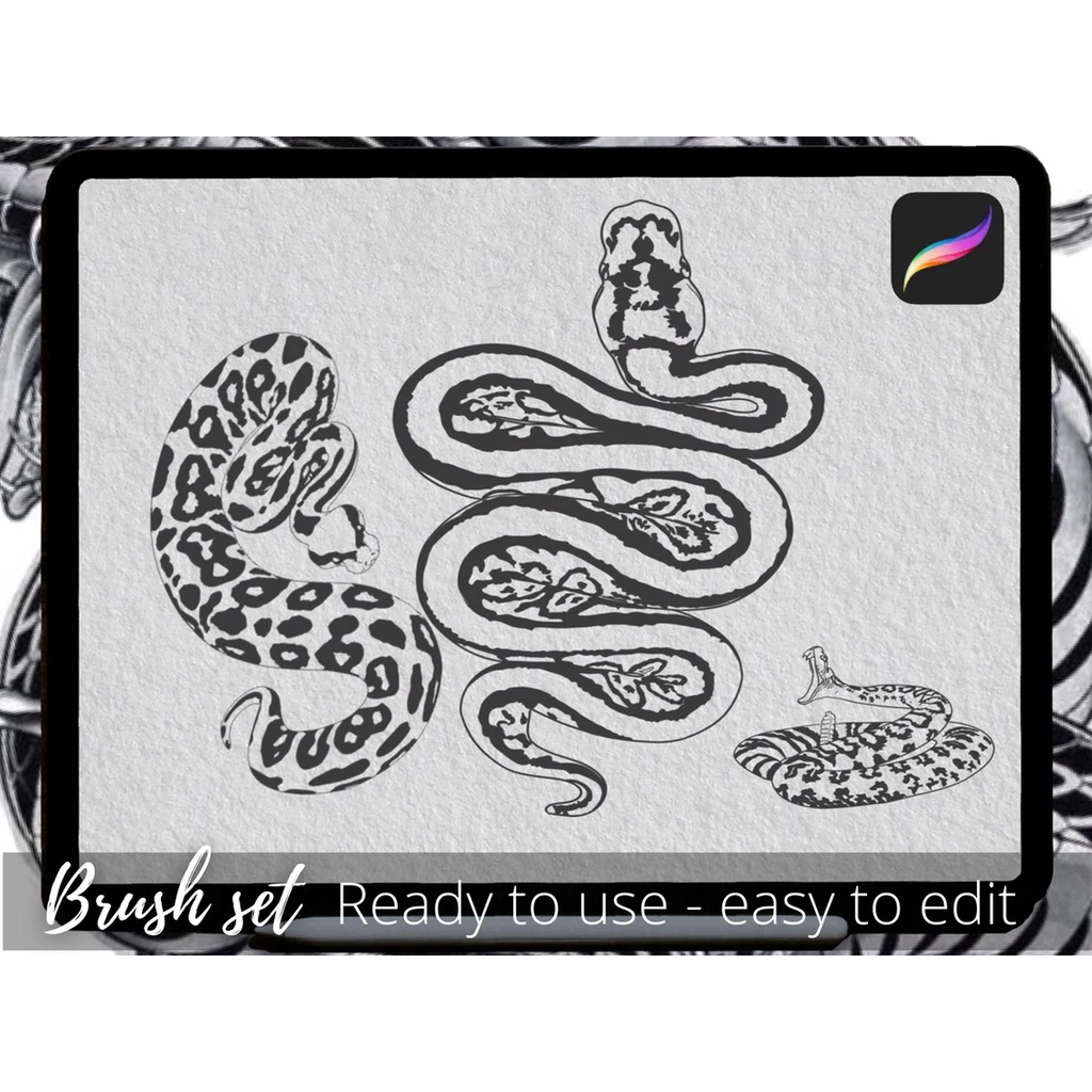 Procreate Brush - Snake Tattoo Stencil Procreate Brush