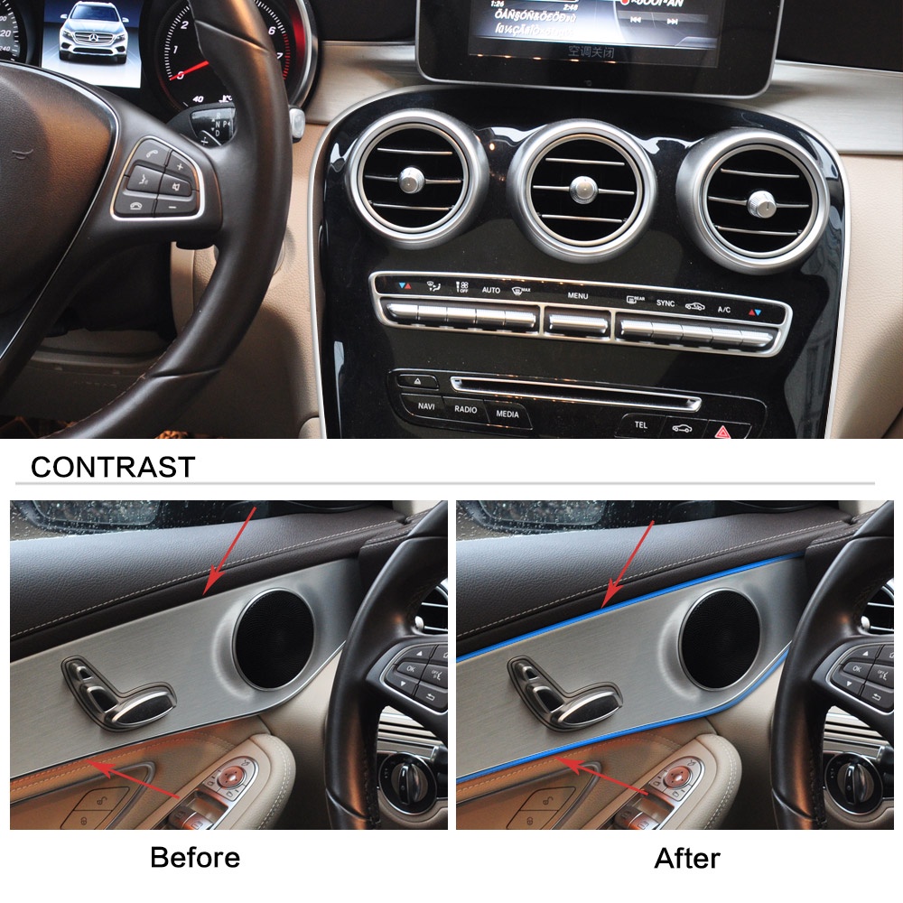 Strip trim Dekorasi interior Pintu / dashboard Mobil universal Panjang 5m / 3m Dengan scraper