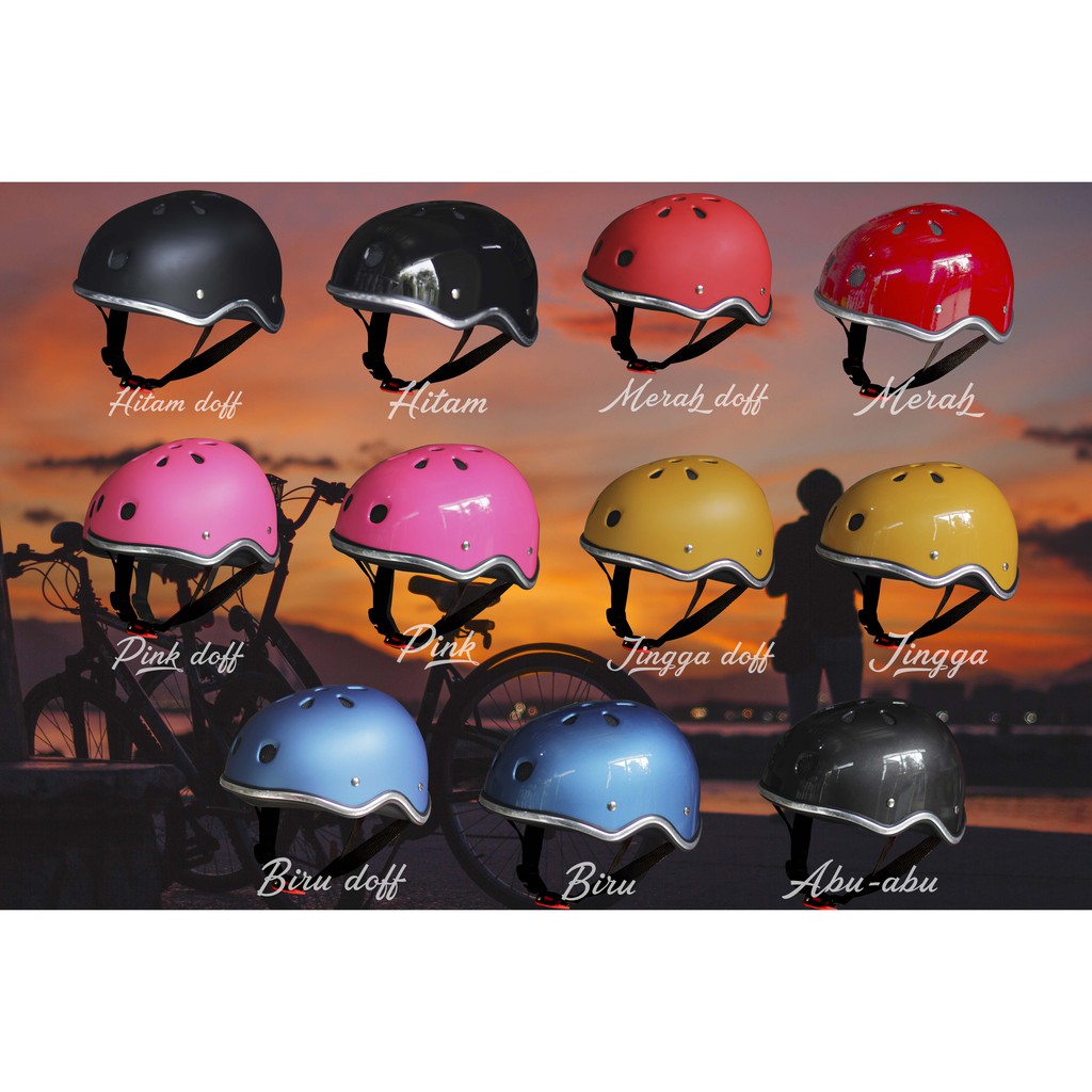  HELM  SEPEDA  DEWASA  LIST CHROME BERSEPEDA SKATEBOARD ARUM 