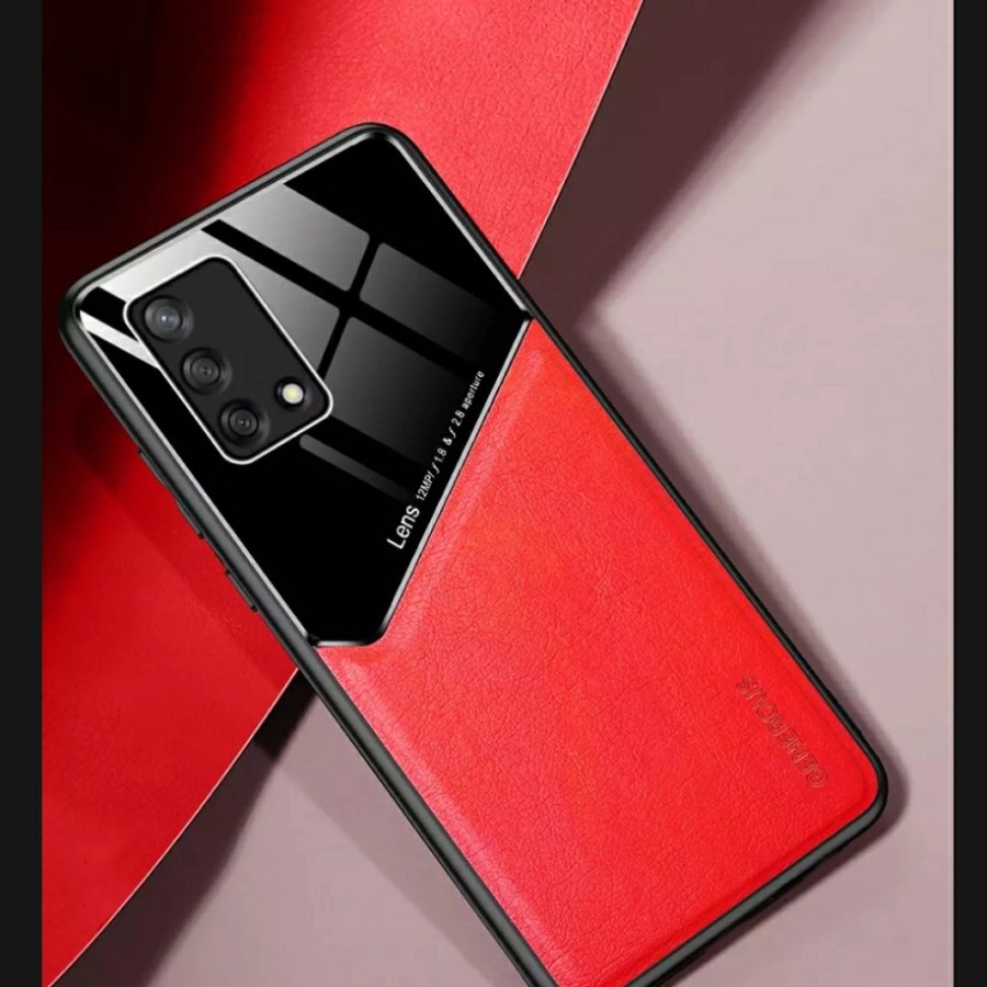 OPPO A74 4G Case  Softcase leather kulit back glass cover - Hitam, OPPO A74 4G