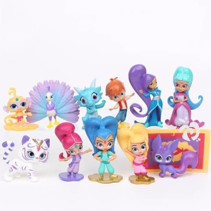 MOMBABY1 Shimmer and Shine Figure Set 12 Mainan Miniatur Hiasan Topper kue cake