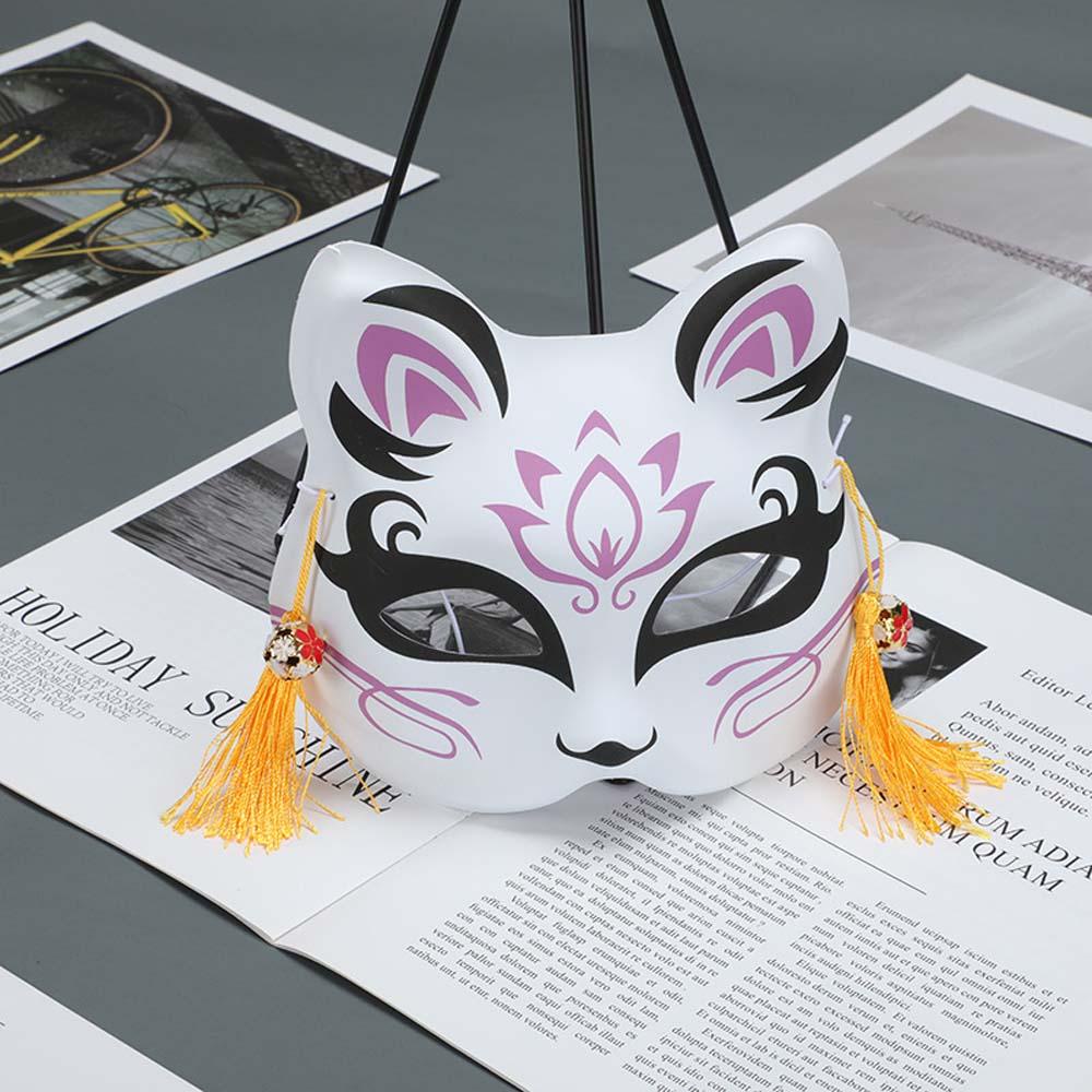 Nickolas1 Cosplay Topeng Unise Hand painted Cat Mask Plastik Jepang Anime Cosplay Alat Peraga Pesta