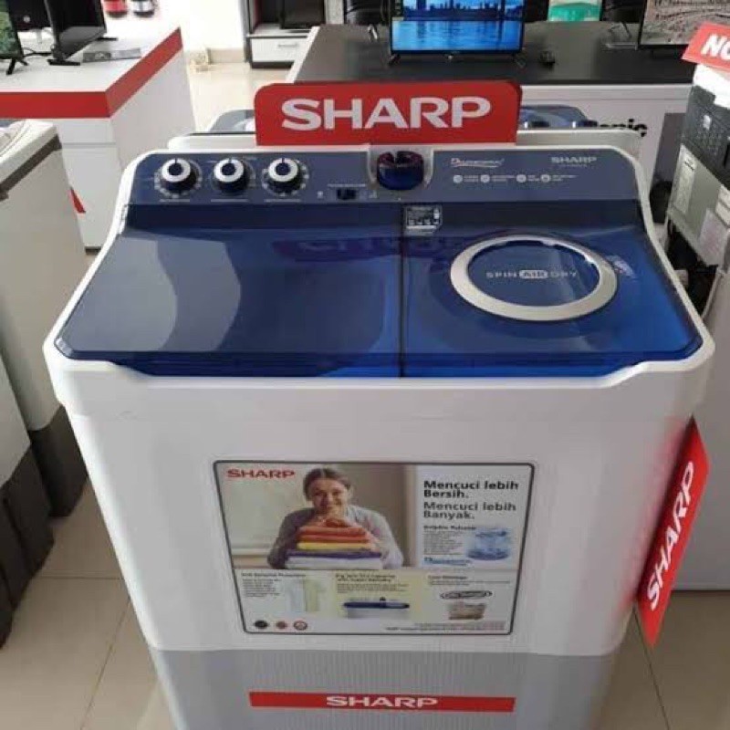 Mesin Cuci Sharp 2 Tabung Twin Tub 14 KG - ES-T1490WA-RD