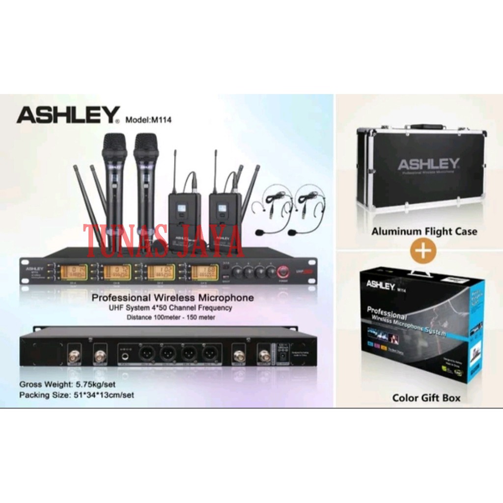 Mic Wireless ASHLEY M114 Original Pegang Jepit Headset