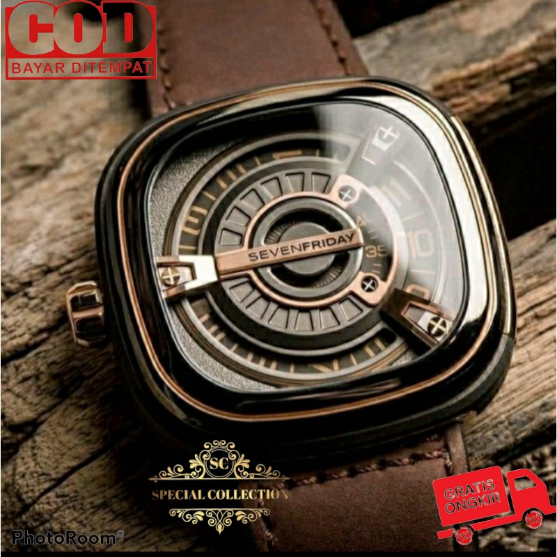 BISA COD - JAM TANGAN PREMIUM CLASS MEN SQUARE MEKANIK STRAP LEATHER